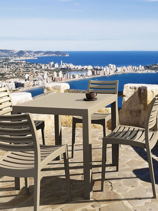 Ares Outdoor Dinner Free Standing Polypropylene Table Taupe 80x80x75cm