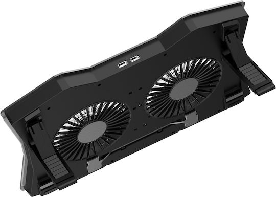 Powertech Kühlung Pad für Laptop bis zu 18" mit 2 Ventilatoren und Beleuchtung (PT-929)