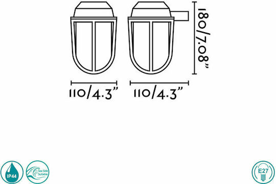 Faro Barcelona Timon Wall-Mounted Outdoor Lantern E27 IP44 11x18εκ.