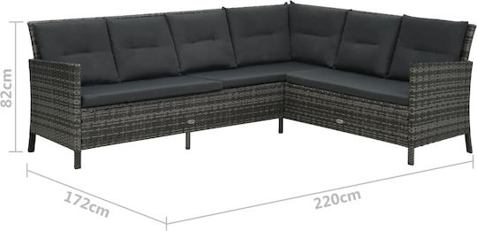 Garten- und Outdoor-Möbelsets 3 Stück Grau mit Kissen