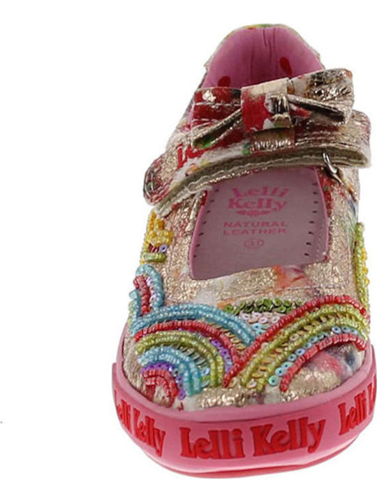 Kids Leather Ballerinas with Hoop & Loop Closure Multicolour