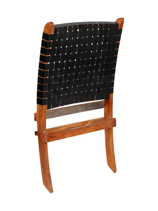 Outdoor Armchair Wooden Genuine Leather 59x72x79cm