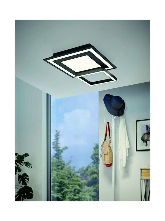 Eglo Savatarila-C Μοντέρνα Μεταλλική Πλαφονιέρα Οροφής με Ενσωματωμένο LED σε Μαύρο χρώμα Μαύρο