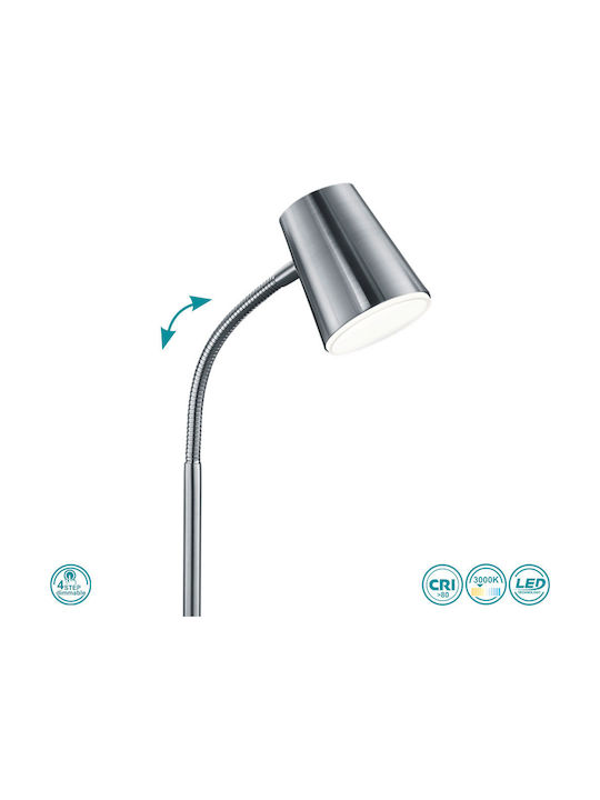 Trio Lighting Narcos LED Schreibtischlampe mit flexiblem Arm in Silber Farbe