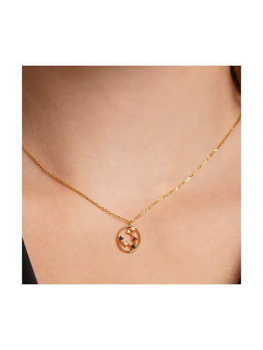 P D Paola Zodiac Pisces Necklace Zodiac Sign from Gold Plated Silver