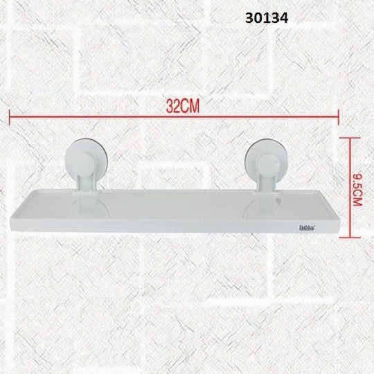Bathlux Bathlux 30134 Επιτοίχια Ραφιέρα Μπάνιου Πλαστική με 1 Ράφι και Βεντούζες 32x11.7x9.5cm