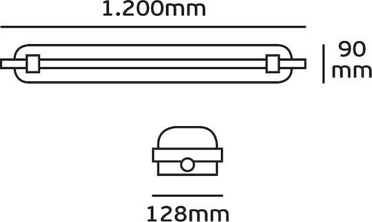 VK Lighting Lighting Batten Double-Ended Outdoor with 2 Slots for LED Lamps T8 120cm