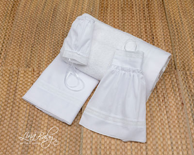 Lina Baby Baptism Towel Set Elegant Lace Λευκό