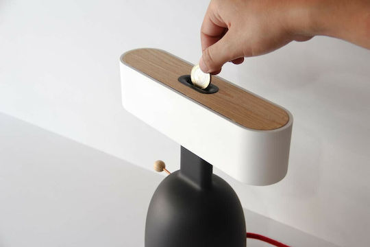 Allocacoc Dina Ceramic Table Lamp LED with White Shade and Black Base