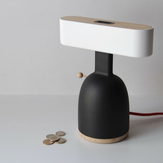 Allocacoc Dina Ceramic Table Lamp LED with White Shade and Black Base