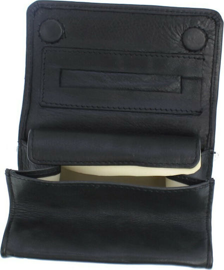 Lavor Leather Black Tobacco Pouch with Magnetic Closure 11x7.5cm