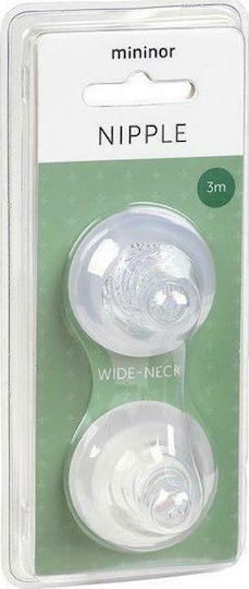 Mininor Replacement Silicone Nipples 3m Silicone Baby Bottle Teats for 3+ months 2pcs