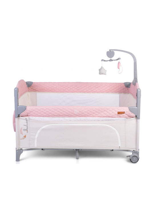 Cangaroo Indiana Laufstall 2 Ebenen mit Matratze Rosa 125x65cm