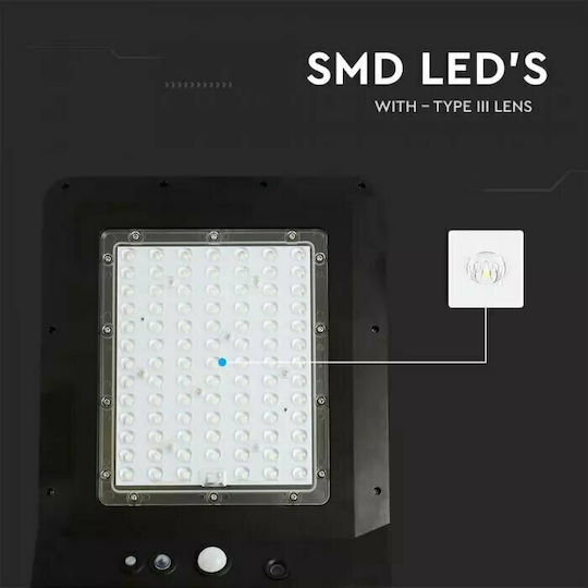 V-TAC Lampă Solară Stradală 40W 4800lm Alb Natural 4000K cu Senzor de Mișcare, Fotocelulă și Telecomandă IP65 70.61bucx28.97bucx7.36buccm