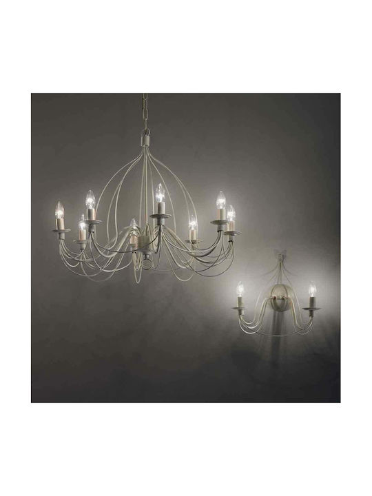 Ideal Lux Πολυέλαιος 5xE14 Ø64cm με Κεράκια Λευκός 005881
