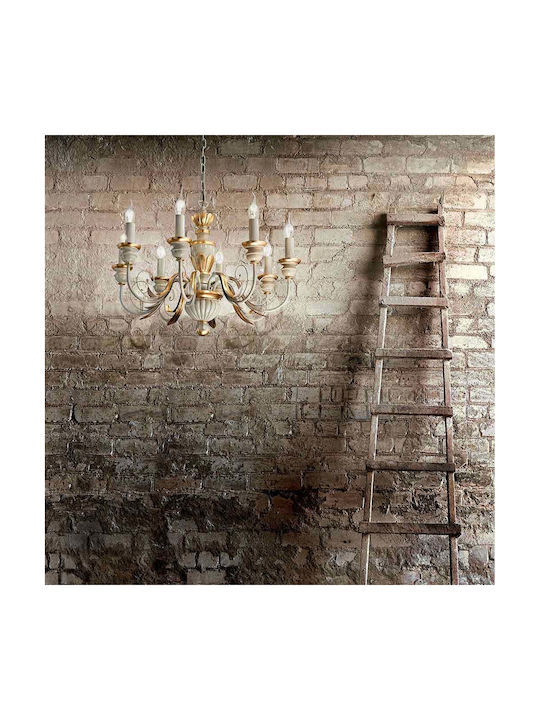 Ideal Lux Πολυέλαιος 8xE14 Ø64cm με Κεράκια Χρυσός 020839