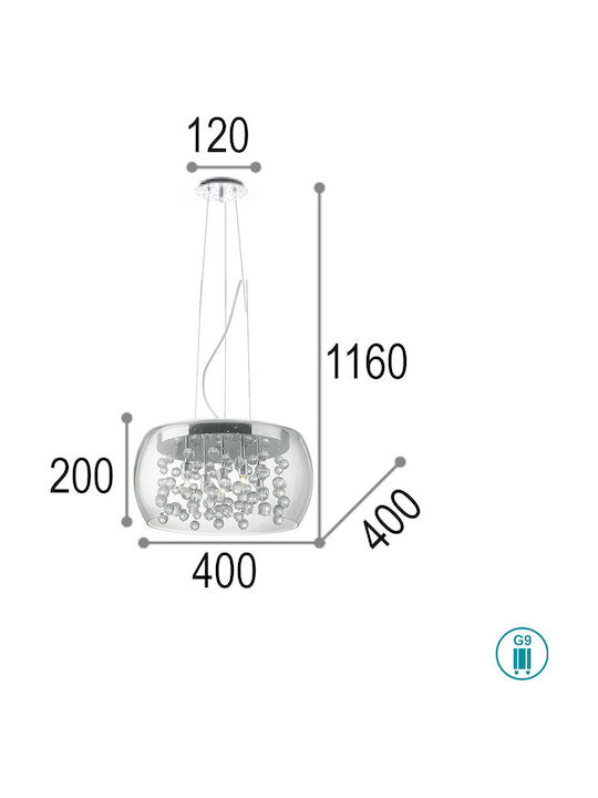 Ideal Lux Audi Chandelier with Crystals 5xG9 Transparent 40cm 031743