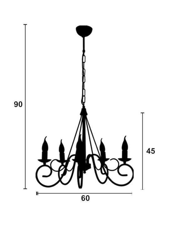 ArkoLight Chandelier Candlestick 5xE14 Brown 1463-2/5