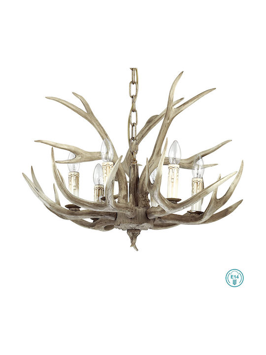 Ideal Lux Chandelier 6xE14 Beige 67cm 115498