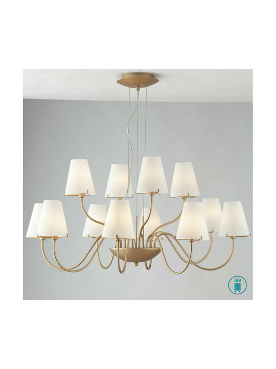 Fan Europe Canto Πολυέλαιος 12xG9 Ø83cm με Καπέλα Χρυσός I-CANTO/12