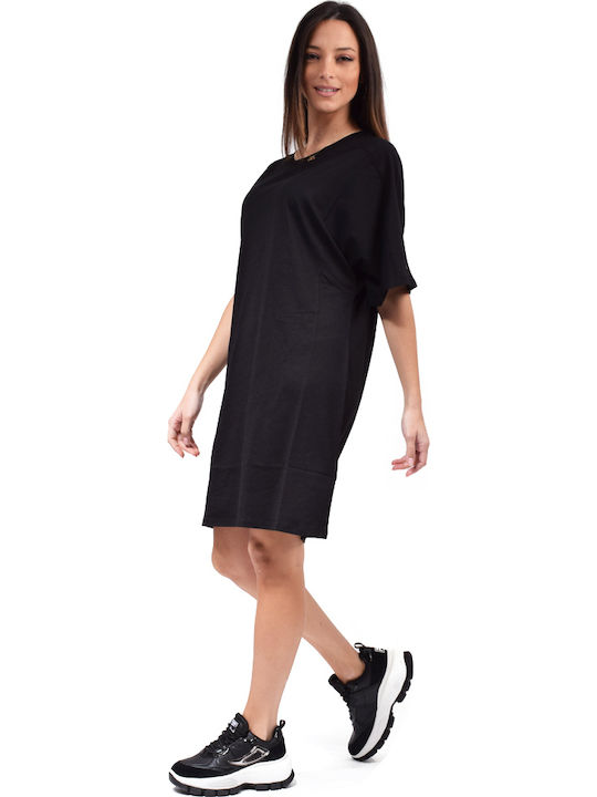 Καλοκαιρινό Mini T-shirt Φόρεμα Μαύρο