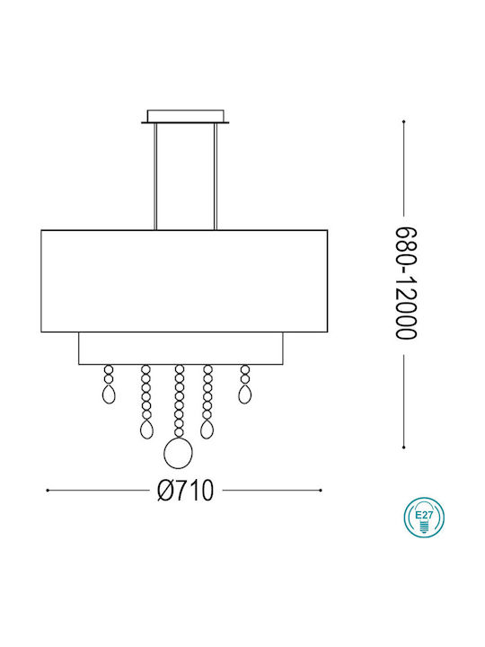 Ideal Lux Πολυέλαιος 6xE27 Ø71cm με Καπέλα Λευκός 068299