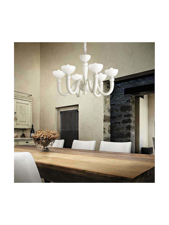 Ideal Lux Chandelier Ø80cm with Candlesticks White