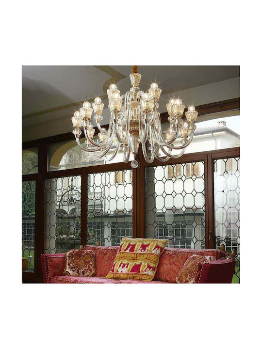 Ideal Lux Strauss Kronleuchter 12xE14 mit Kerzen Transparent 140612