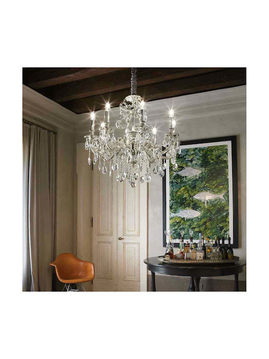 Ideal Lux Chandelier Ø62cm with Silver Candlesticks