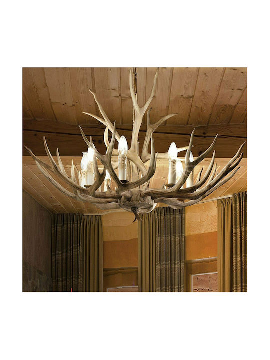 Ideal Lux Chandelier 8xE14 Beige 91cm 115504
