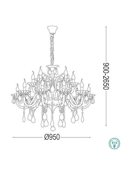 Ideal Lux Kronleuchter Ø95cm mit Kerzen Transparent