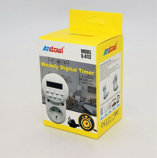 Andowl Digital Timer Socket Daily / Weekly with Random Programming Capability