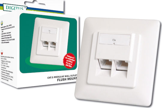 Digitus Priză De Rețea RJ45 Single Cu Ramă Tip Cat5 În Culoare Albă DN-9001-N