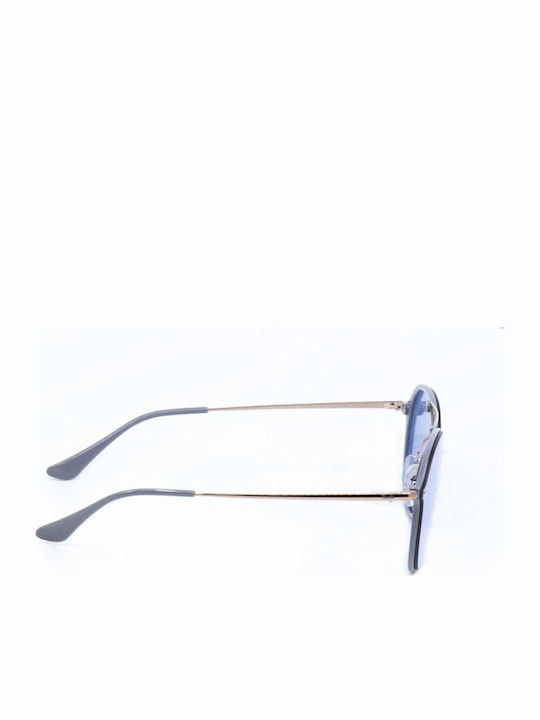 Ray Ban Blaze Double Bridge Herren Sonnenbrille mit Silber Metall Gestell und Lila Spiegel Linse RB4292N 6326/1U
