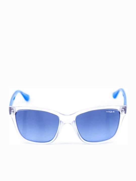 Vogue Women's Sunglasses with Transparent Plastic Frame and Blue Gradient Mirror Lens 2896S W745/8F
