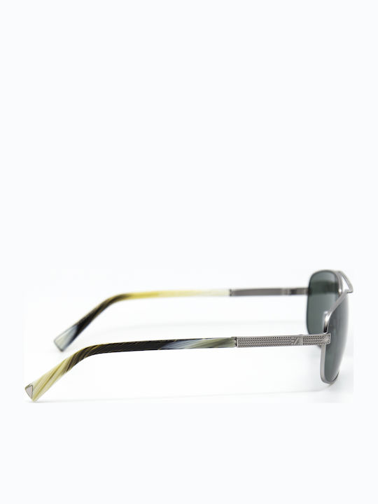 Zegna Men's Sunglasses with Silver Metal Frame and Polarized Lens EZ0012 12R