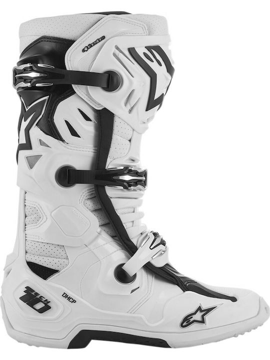 Alpinestars Tech 10 Supervented Ανδρικές Μπότες Motocross Αδιάβροχες Λευκές