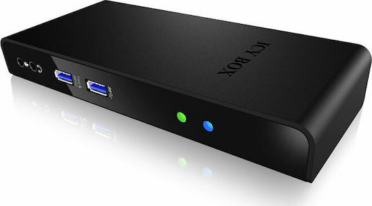 Icy Box USB-C Docking Station with HDMI Ethernet and Support for 2 Monitors Black (IB-DK2241AC)