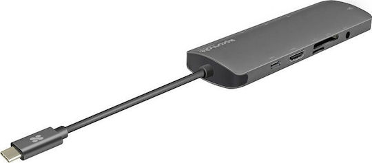 Promate PrimeHub-C USB-A Stație de andocare cu 4K PD Ethernet Negru