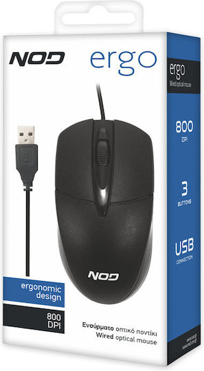 NOD MSE-004 Ενσύρματο Ποντίκι Μαύρο