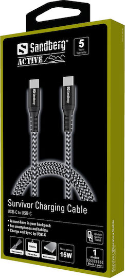 Sandberg Survivor Geflochtenes USB 2.0 Kabel USB-C männlich - USB-C 100W PD Weiß 1m 441-38