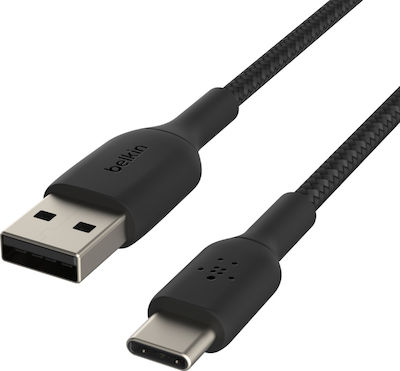 Belkin Braided USB 2.0 Cable USB-C male - USB-A male Μαύρο 2m (CAB002bt2MBK)