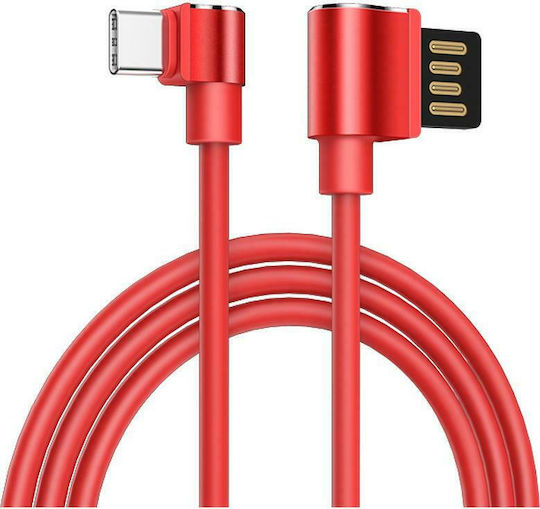 Hoco U37 Lange Roam Winkel (90°) / Regulär USB 2.0 Kabel USB Typ-C männlich - USB-A Rote 1.2m HC-U37-TYPEC-RED