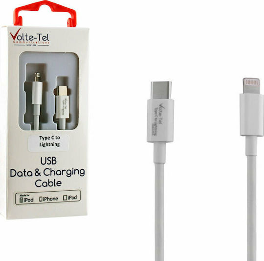 Volte-Tel USB-C to Lightning Cable Λευκό 1m (8228766)
