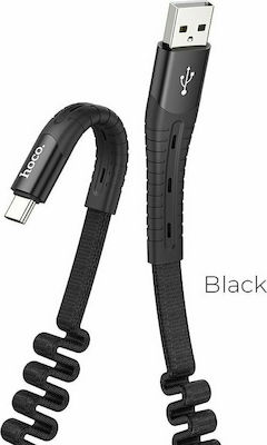 Hoco Flat USB 2.0 Cable USB-C male - USB-A male Μαύρο 1.2m (U78)