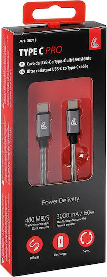 Lampa Pro Braided USB 2.0 Cable USB-C male - USB-C Γκρι 1m L3871.3