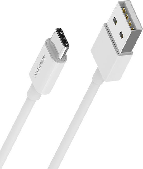 Borofone Stand BX3 USB 2.0 Кабел USB-C Мъжки - USB-A Бял 1м BRF-BX3C-WH