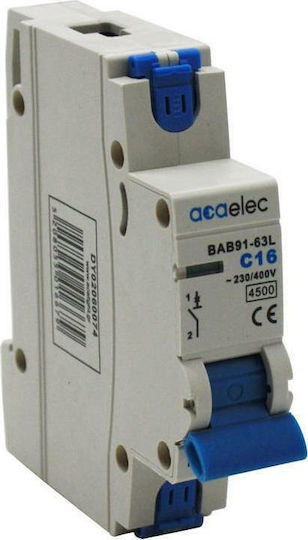 Aca 1-Pole Automatic Circuit Breaker 10A Καμπύλης D 220V-400V DY02060490