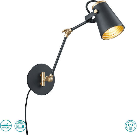Trio Lighting Edward Single Spot with Socket E14 in Black Color Trio Lighting Edward Single Spot with Socket E14 in Black Color