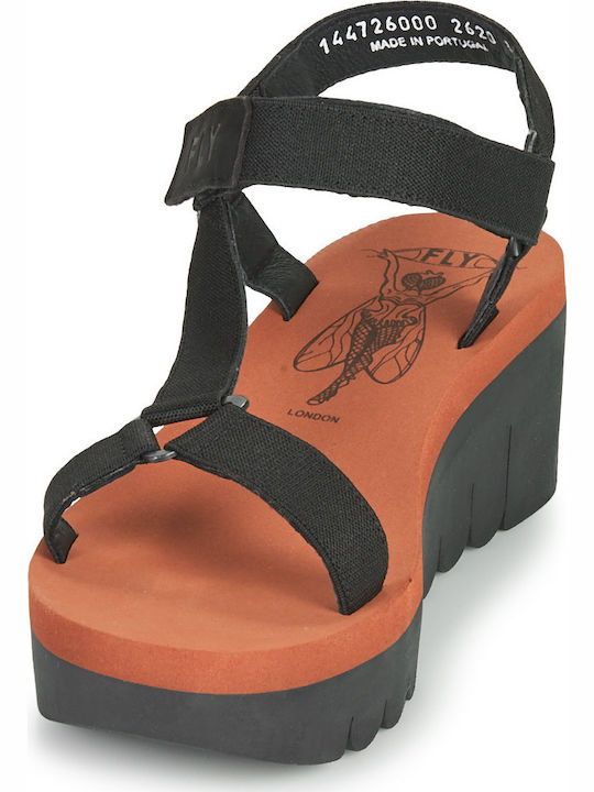 P144726000 Women's Leather T-Strap Platforms Black